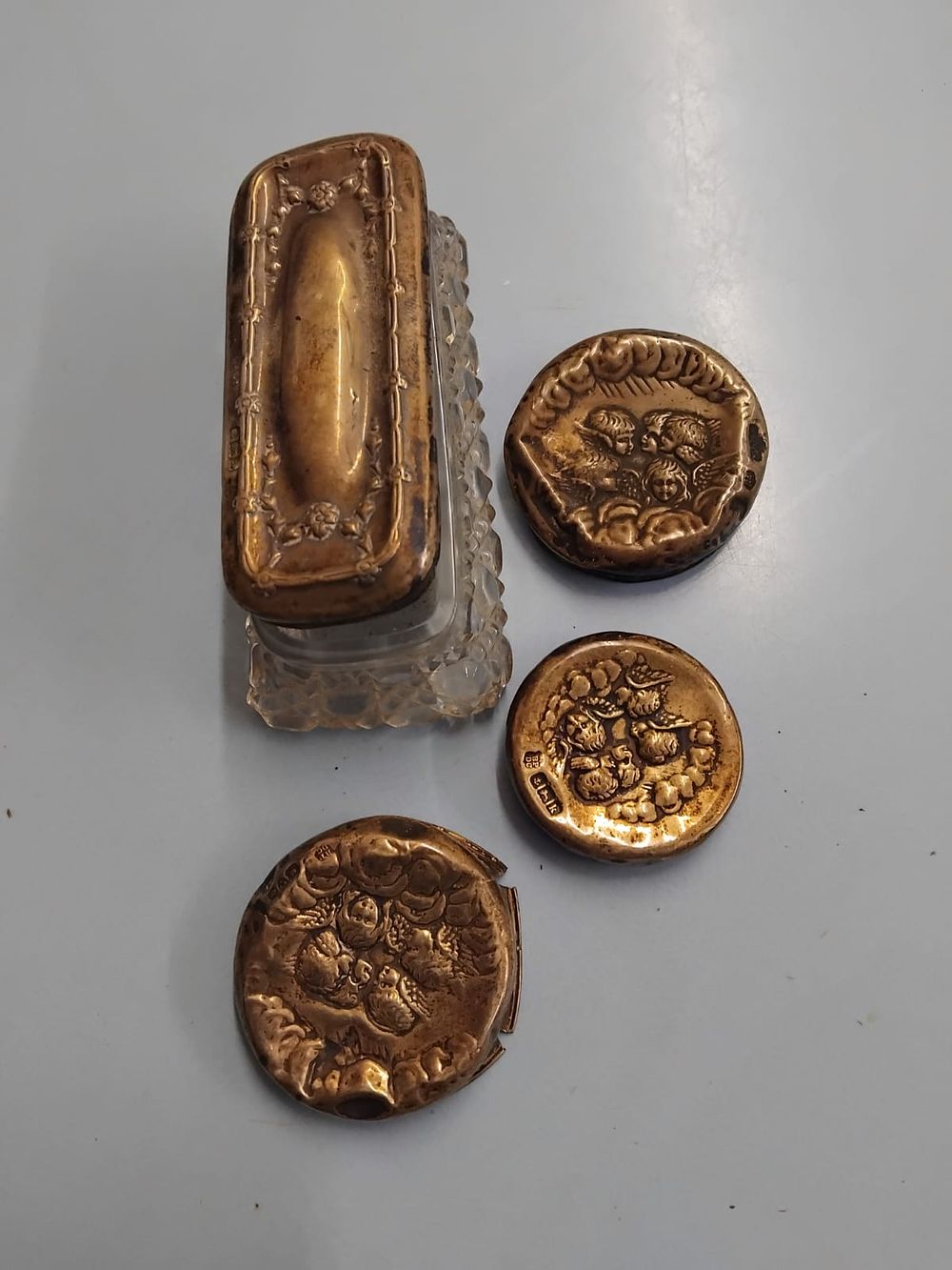 Lot 419 – A Collection of late Victorian silver-gilt and cut-glass dressing table items by Boots Pure Drug Co.