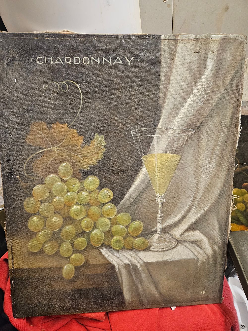 Lot 175 – QP, Contemporary Still Life with Grapes and Chardonnay