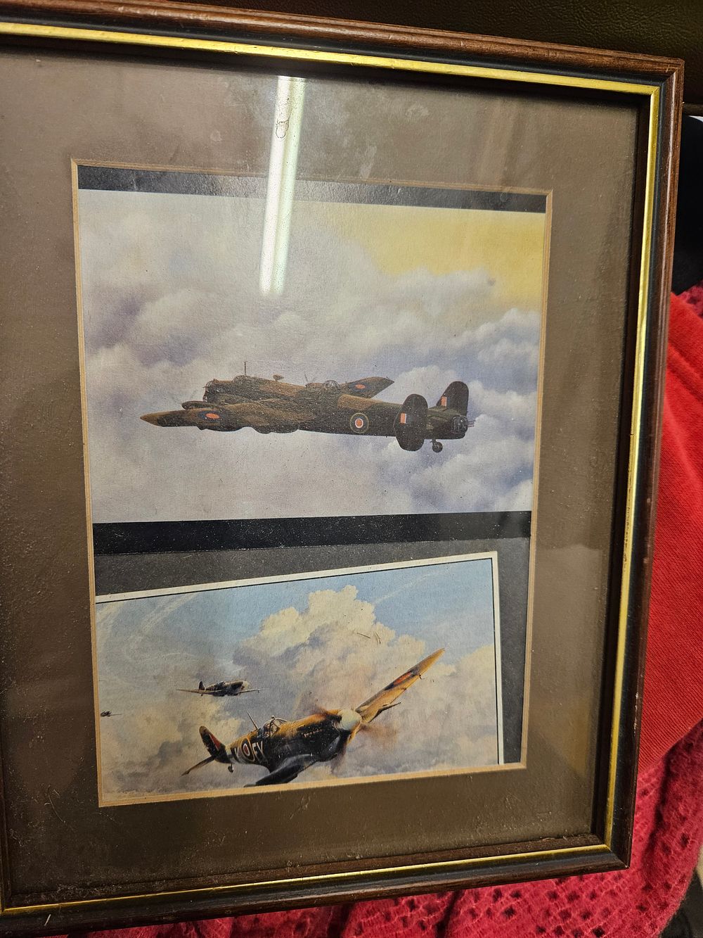 Lot 177 – A Pair of Framed Royal Air Force Aviation Prints Depicting an Avro Lancaster and Supermarine Spitfire