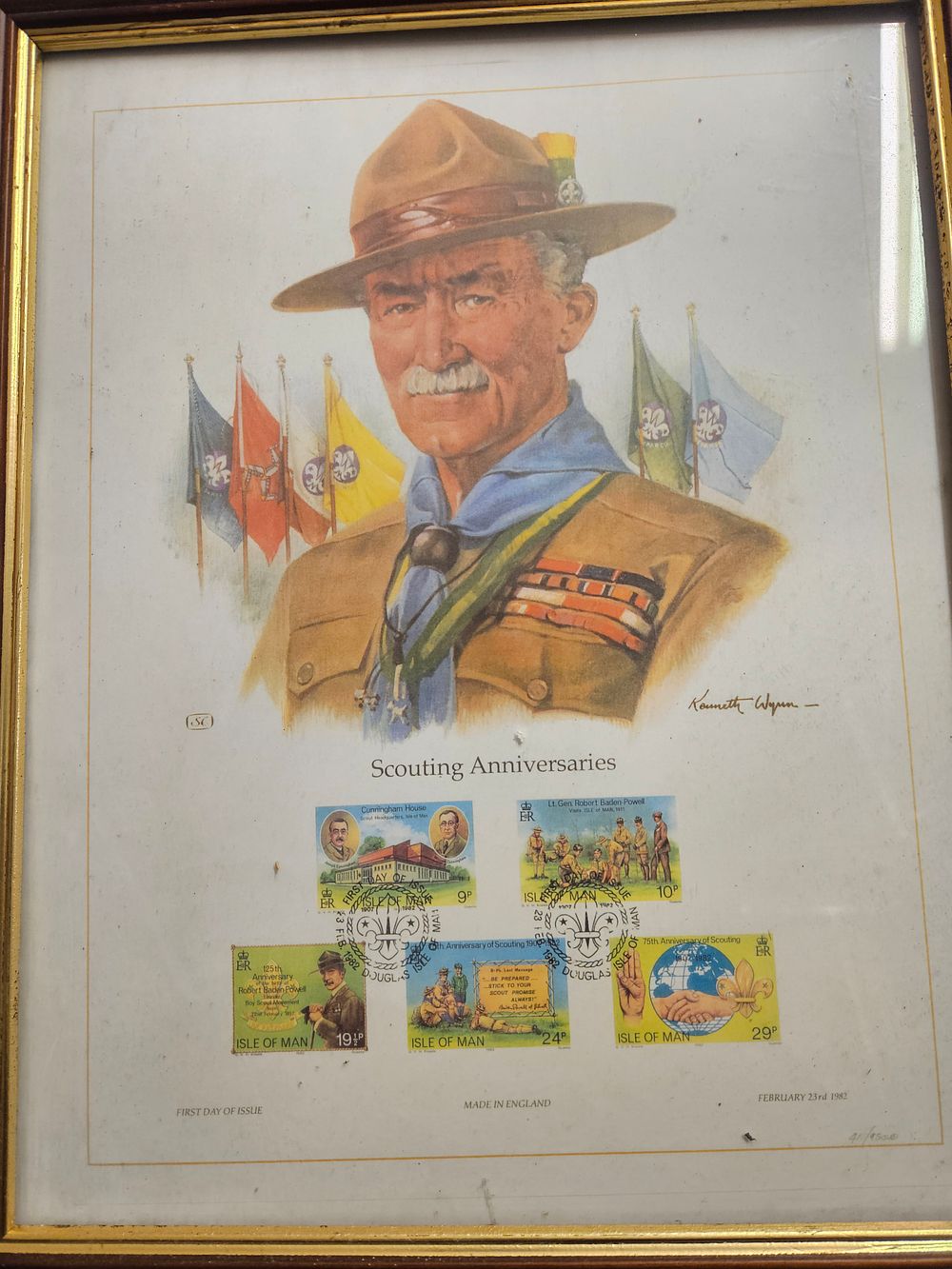 Lot 180 – IOM 1982 Scouting Anniversaries, SG 216-220, FDC Framed Ltd Ed Print