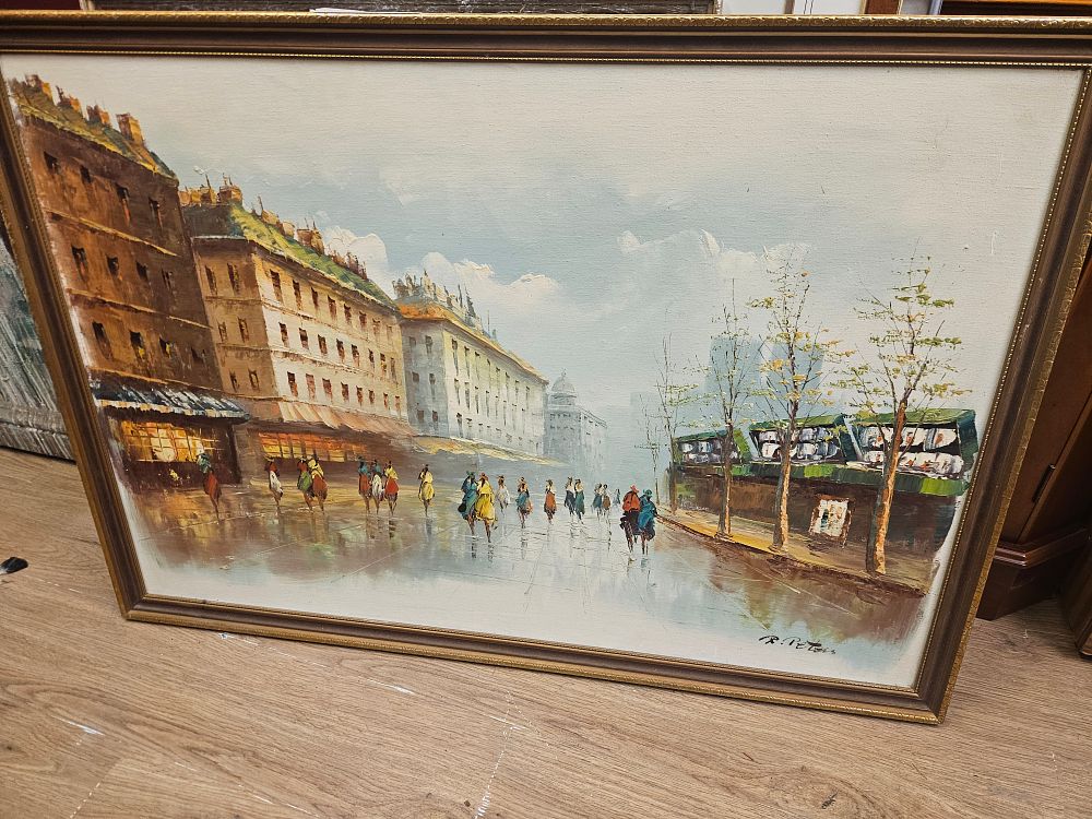 Lot 182 – R. Peters, Paris Street Scene, Oil on Canvas