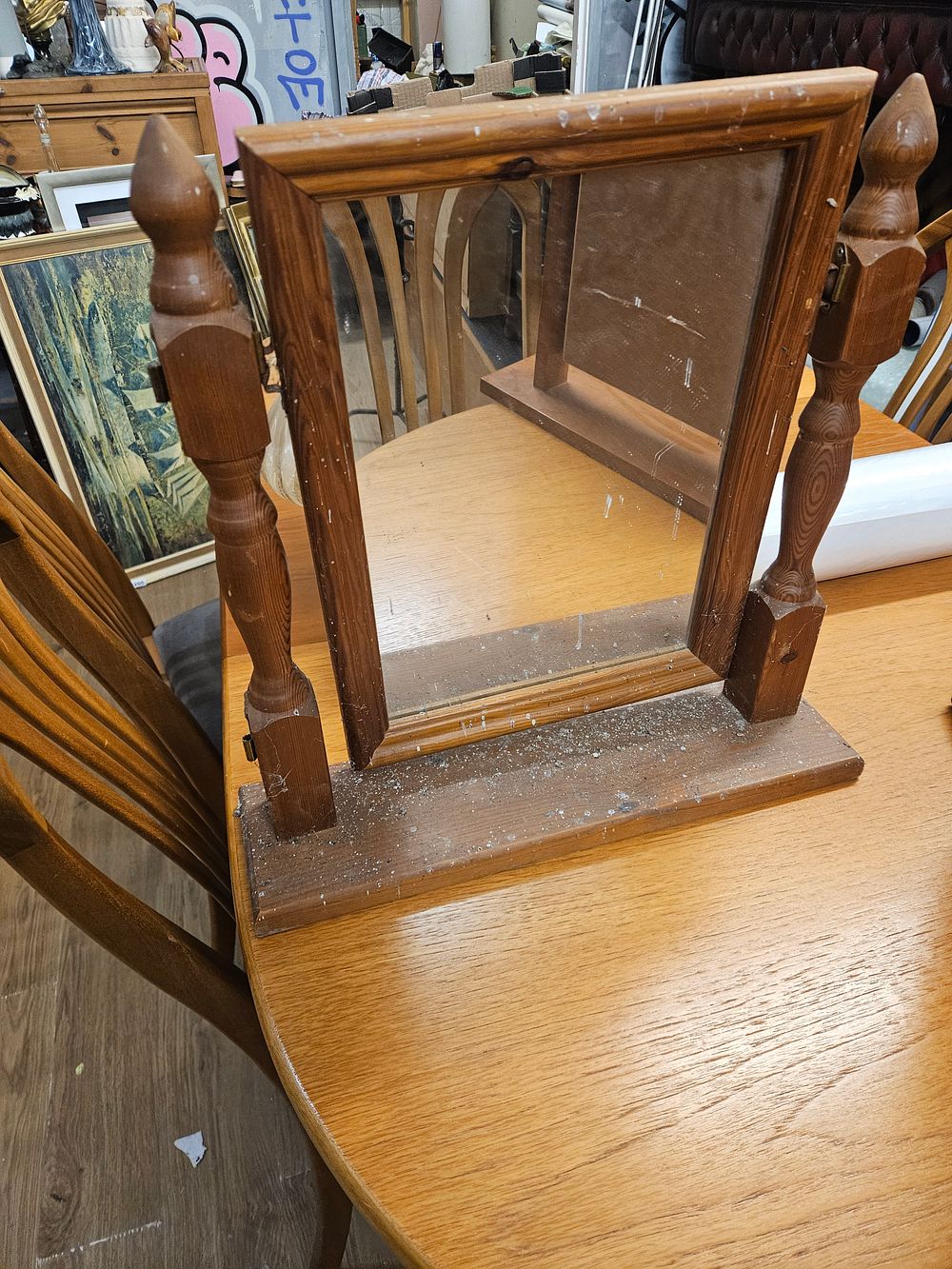 Lot 192 – A late 20th-century pine swing-frame toilet mirror