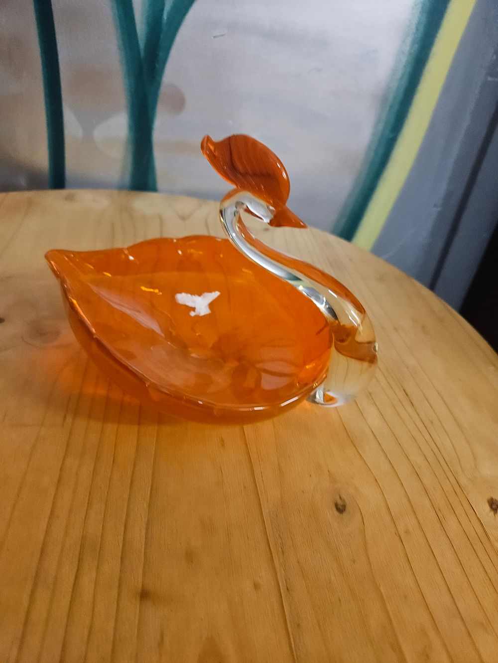 Lot 214 – Mid-century Orange and Clear Art Glass Swan Dish
