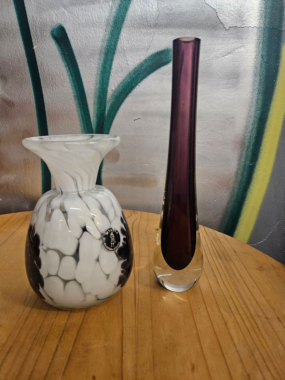 Lot 223 – Two Art Glass Vases comprising a Sommerso Style Vase and an Mtarfa Mottled Vase