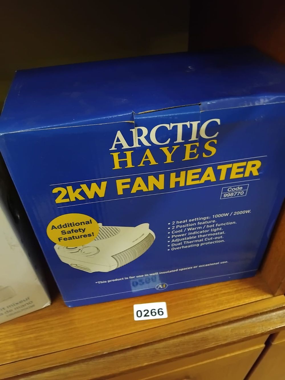 Lot 266 – Arctic Hayes 2kW Fan Heater Model Code 998770