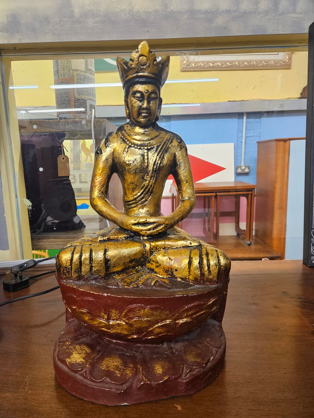 Lot 280 – A Gilded Composite Seated Crowned Buddha Figure in the Burmese Shan Style