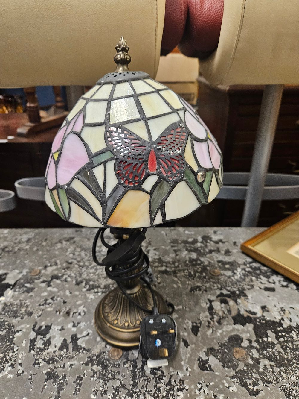 Lot 292 – A Tiffany-style Stained Glass Butterfly Table Lamp