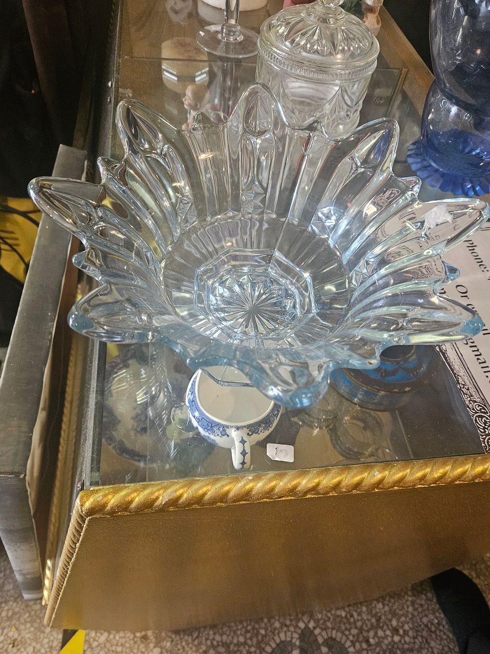 Lot 300r – Mid-20th Century Pale Blue Pressed Glass Footed Bowl