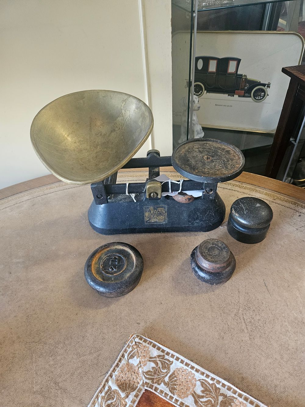 Lot 300z – An Antique Cast Iron Balance Scale and a Group of Weights