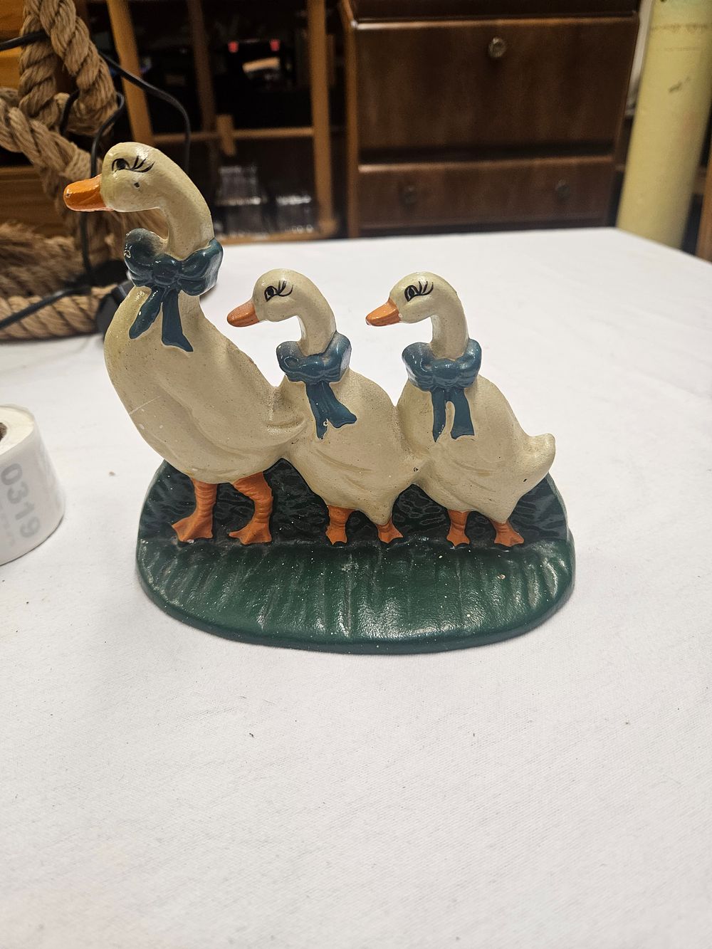 Lot 312 – A Trio of Painted Cast Metal Duck Figurines
