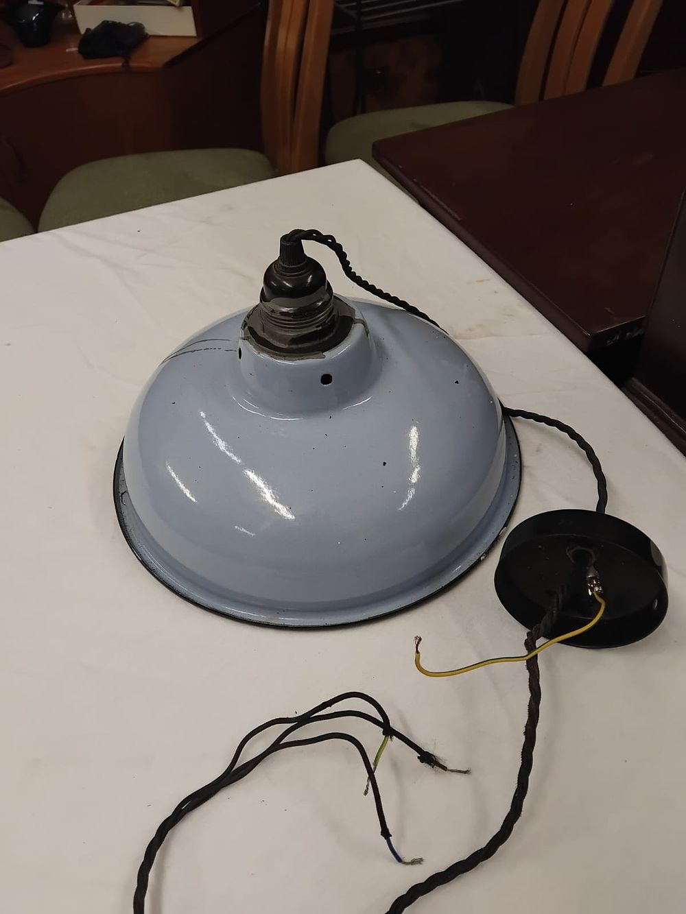 Lot 315 – Industrial Light Blue Enamel Pendant Lamp