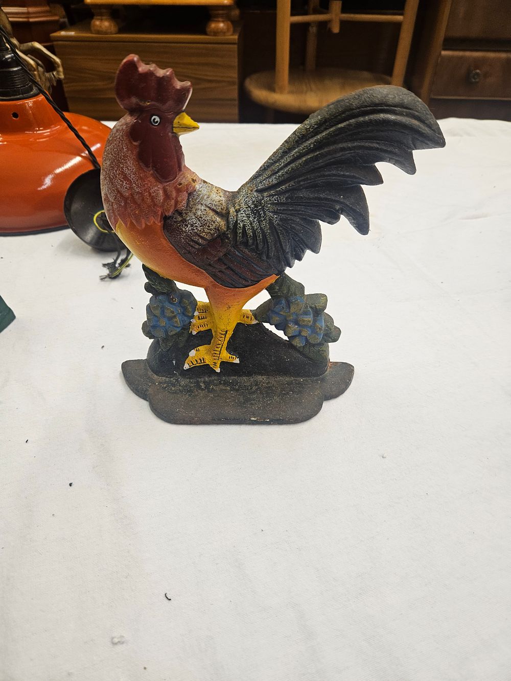 Lot 318 – A Vintage Polychrome Painted Cast Iron Rooster Doorstop