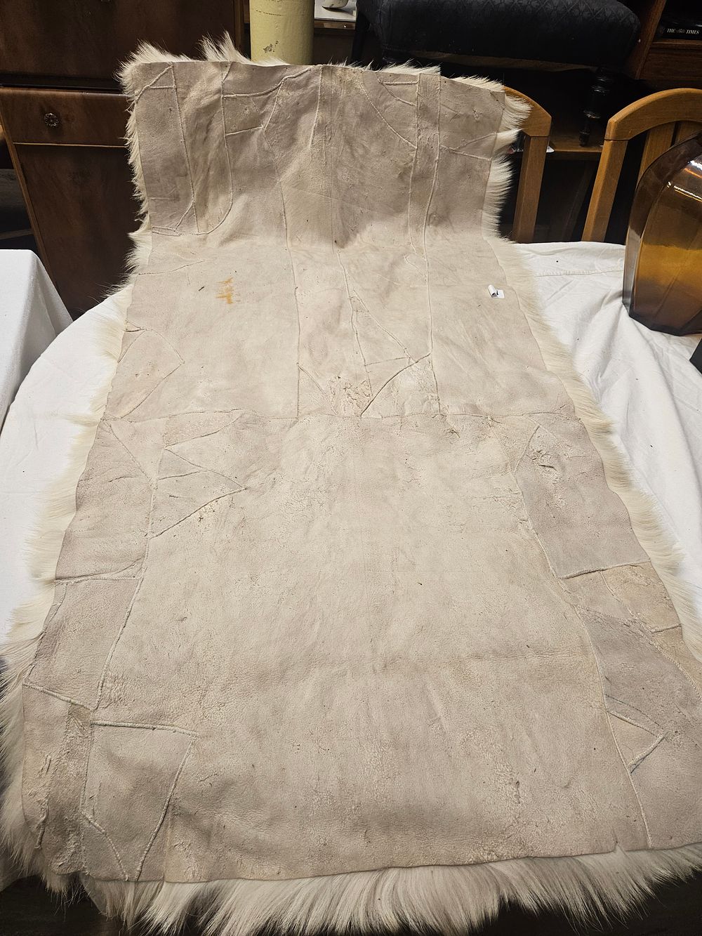 Lot 331 – Large Patchwork Long-Haired Natural Fur Rug or Throw