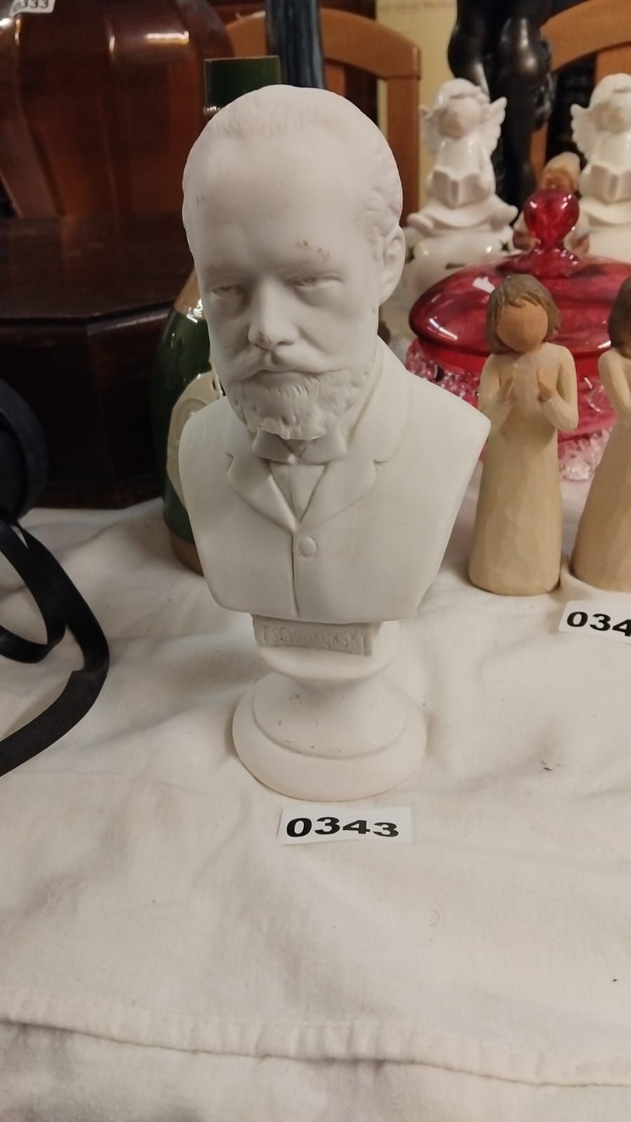 Lot 343 – A White Bisque Porcelain Portrait Bust of Pyotr Ilyich Tchaikovsky