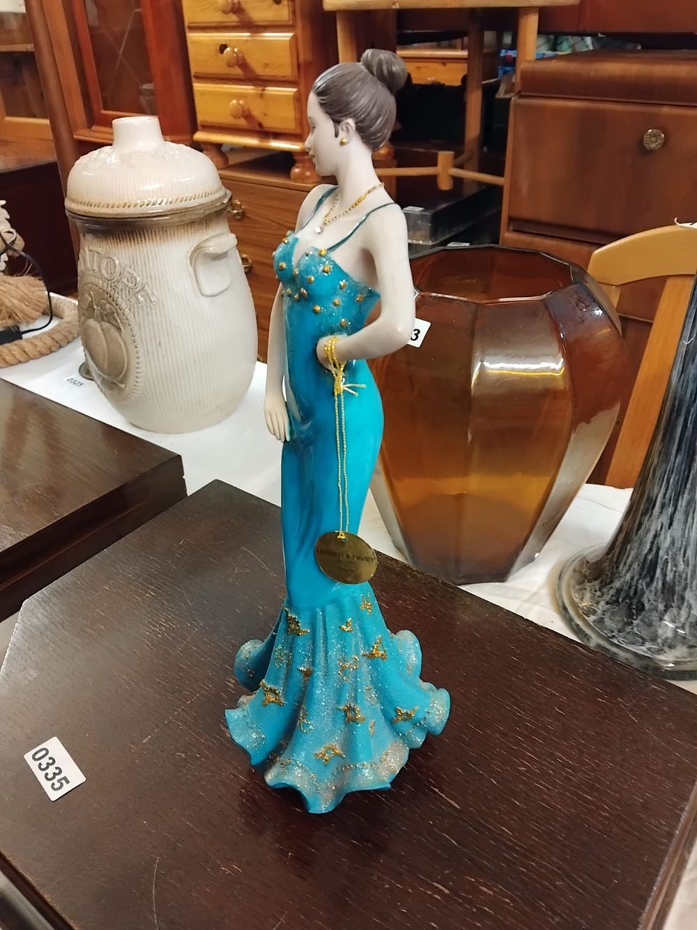 Lot 345 – A Lesser & Pavey Broadway Belles Collection Resin Lady Figurine in a Turquoise Gown