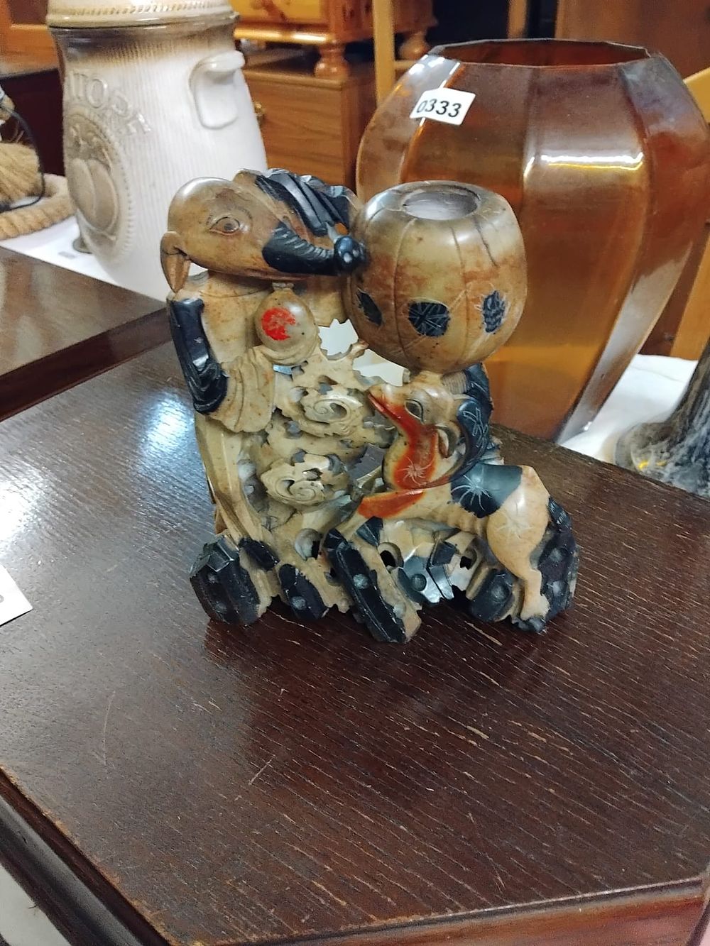 Lot 348 – A Chinese Carved Soapstone Figural Ornament  20th Century