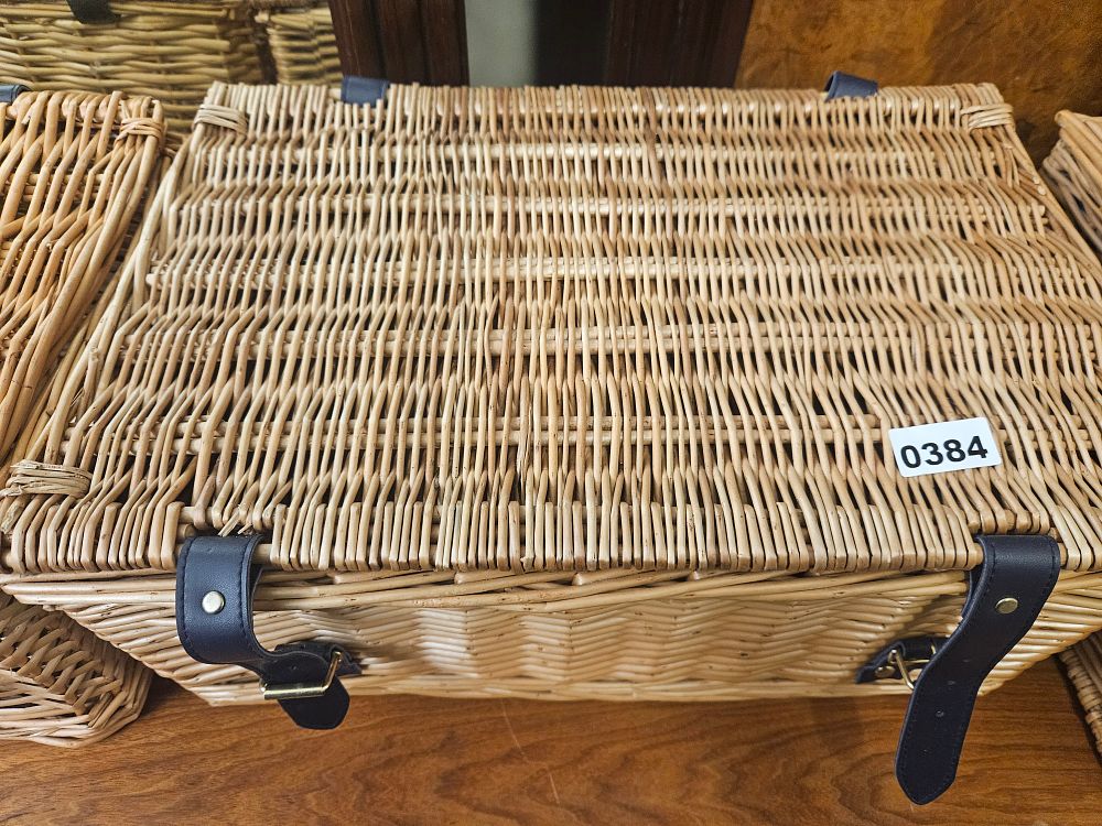 Lot 384 – A Large Rectangular Wicker Picnic Hamper