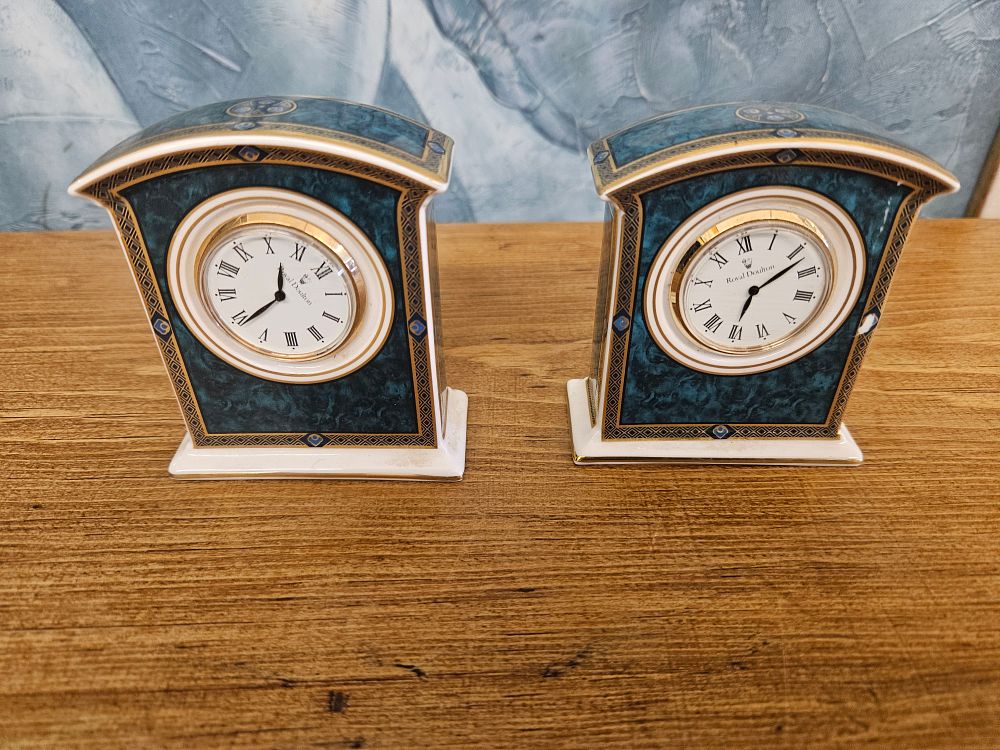 Lot 393 – A Pair of Royal Doulton Biltmore Pattern Fine Bone China Mantel Clocks