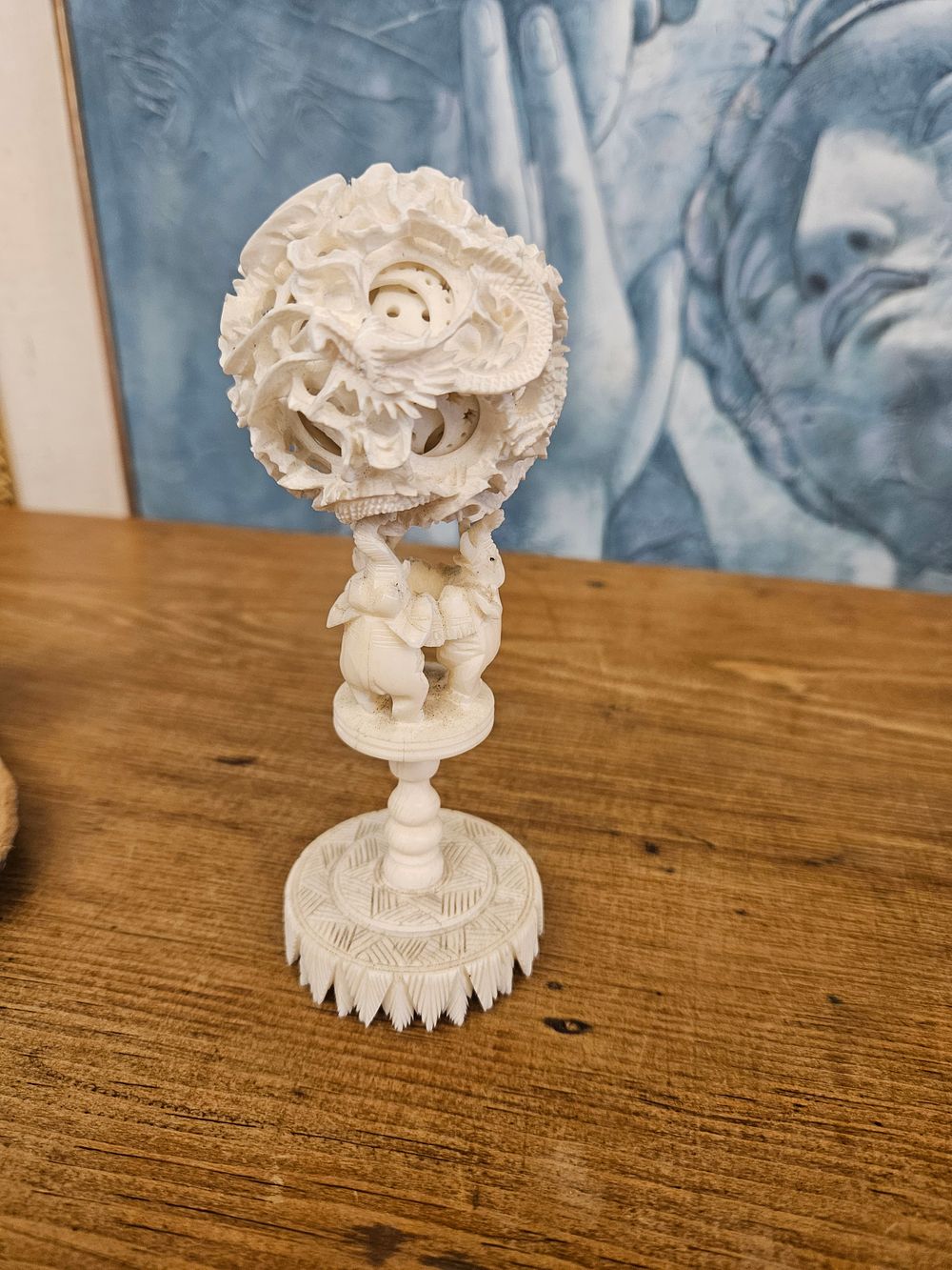 Lot 405 – A Chinese Carved Puzzle Ball and Stand, Late 19th/Early 20th Century
