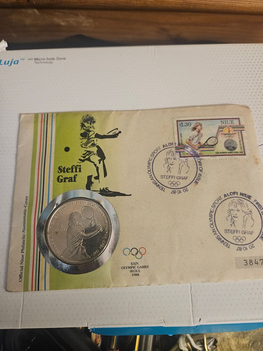 Lot 414 – Niue 1987 $1.30 Steffi Graf Olympic Tennis PNC, No. 3847