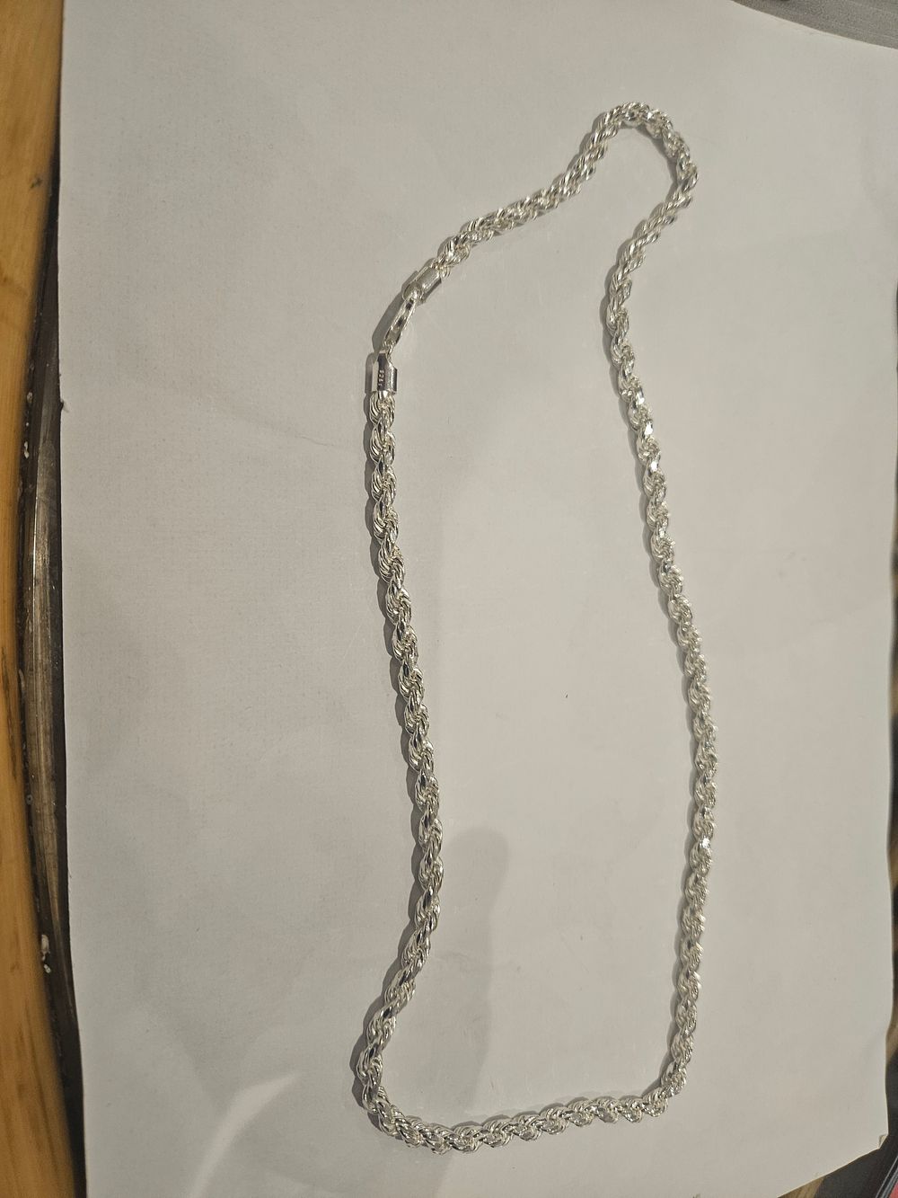 Lot 452 – Sterling Silver 925 Rope Chain Necklace 21.5grams