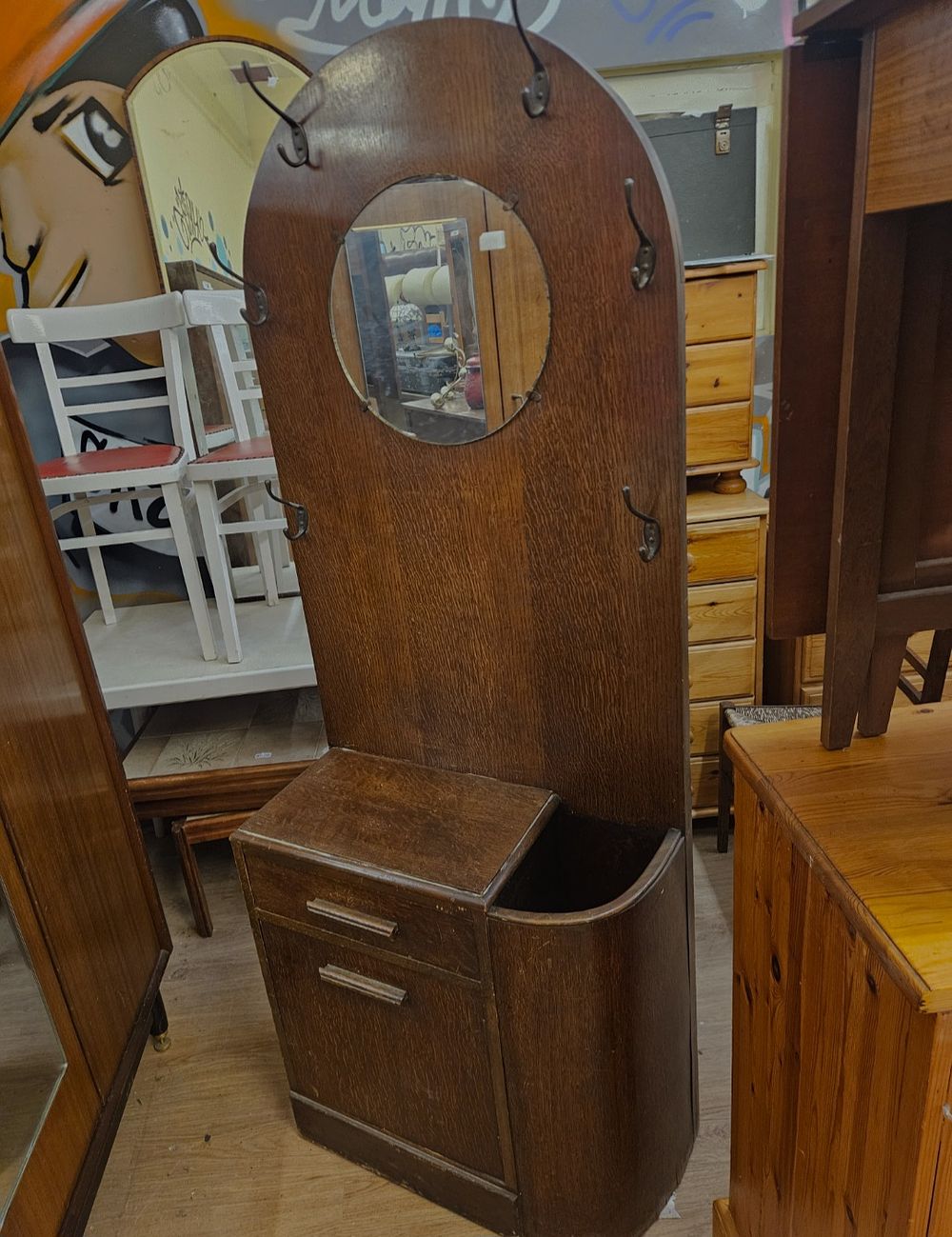 Lot 161 – Mid-20th Century British Oak Hall Stand in the Art Deco Style