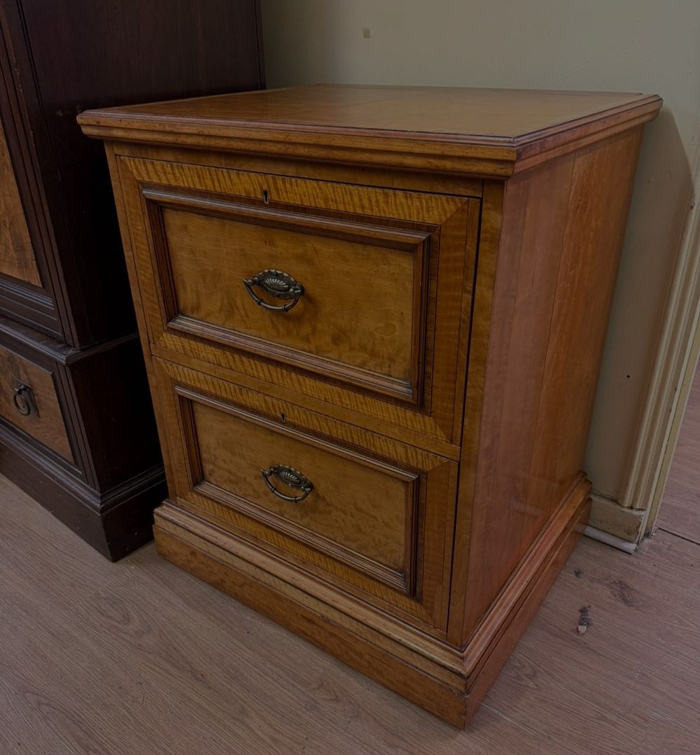 Lot 209 – A late 20th-century Regency style burr yew wood two-drawer filing cabinet