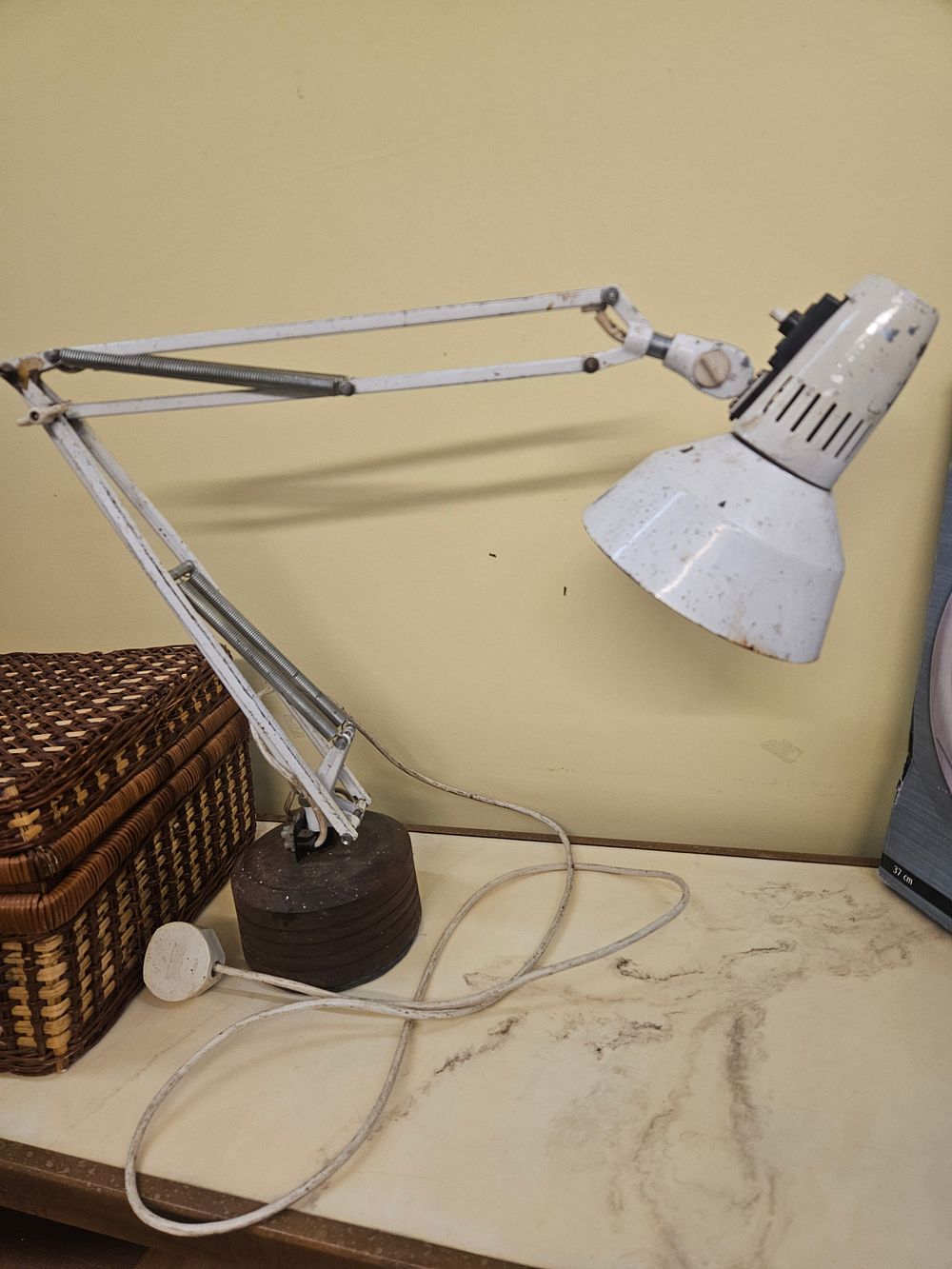 Lot 224 – Vintage White Painted Articulated Desk Lamp in the Anglepoise Style