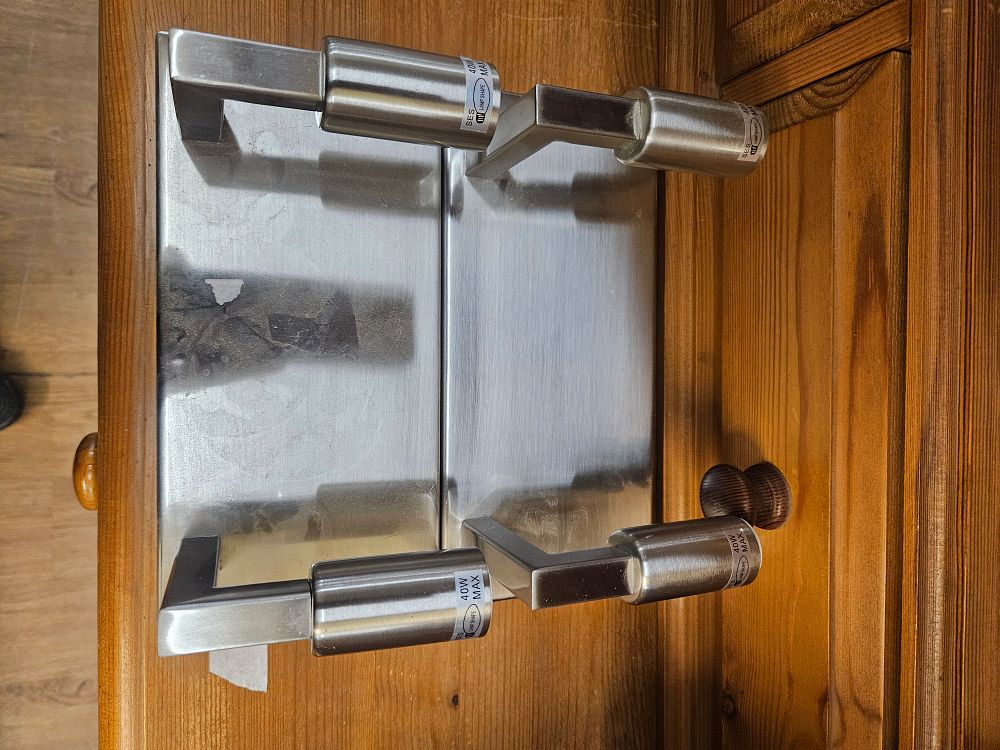 Lot 234 – A Pair of Contemporary Brushed Metal Twin-Light Wall Sconces