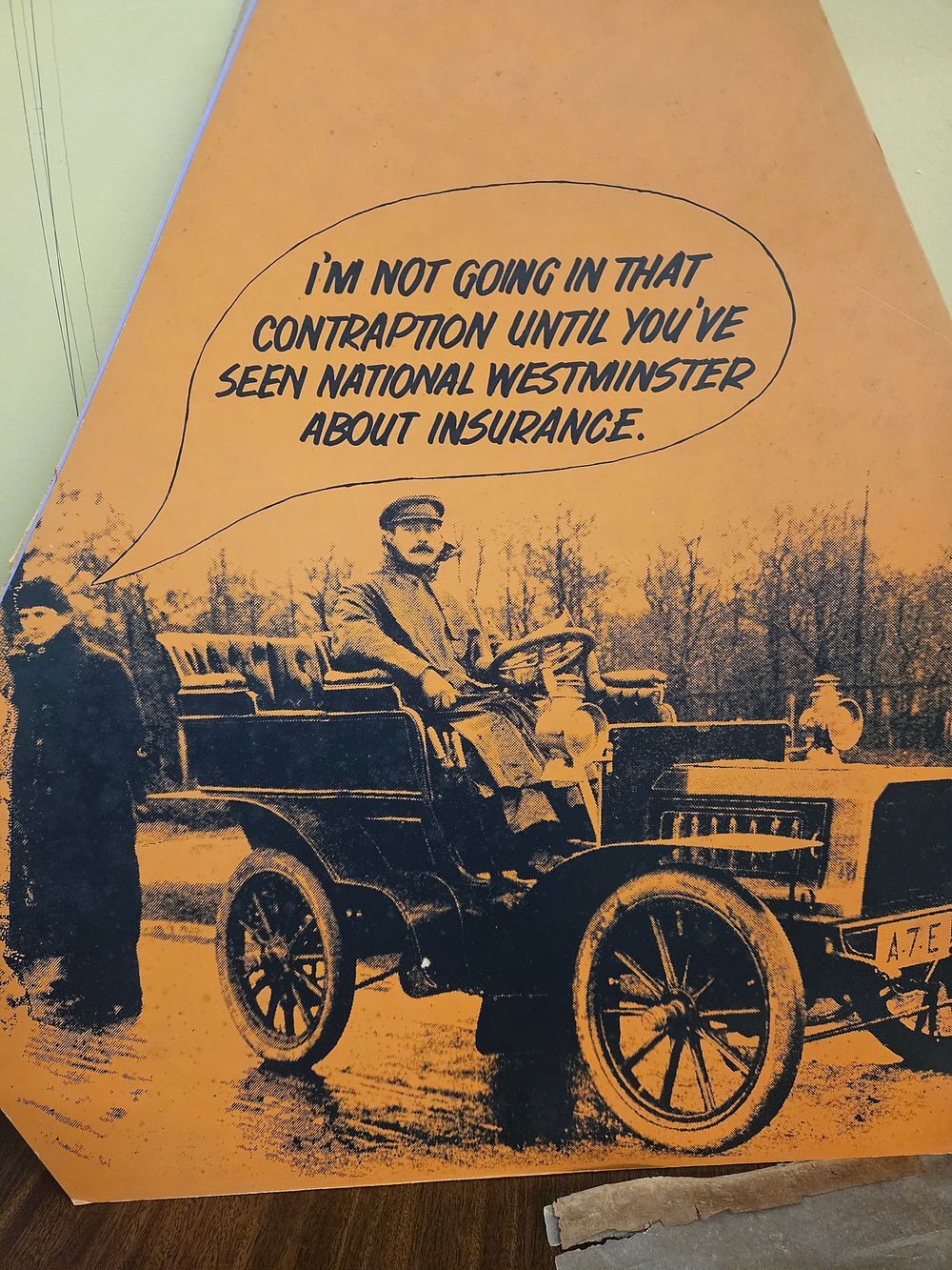 Lot 240 – National Westminster Bank Vintage Car Insurance Promotional Advertising Board circa 1970