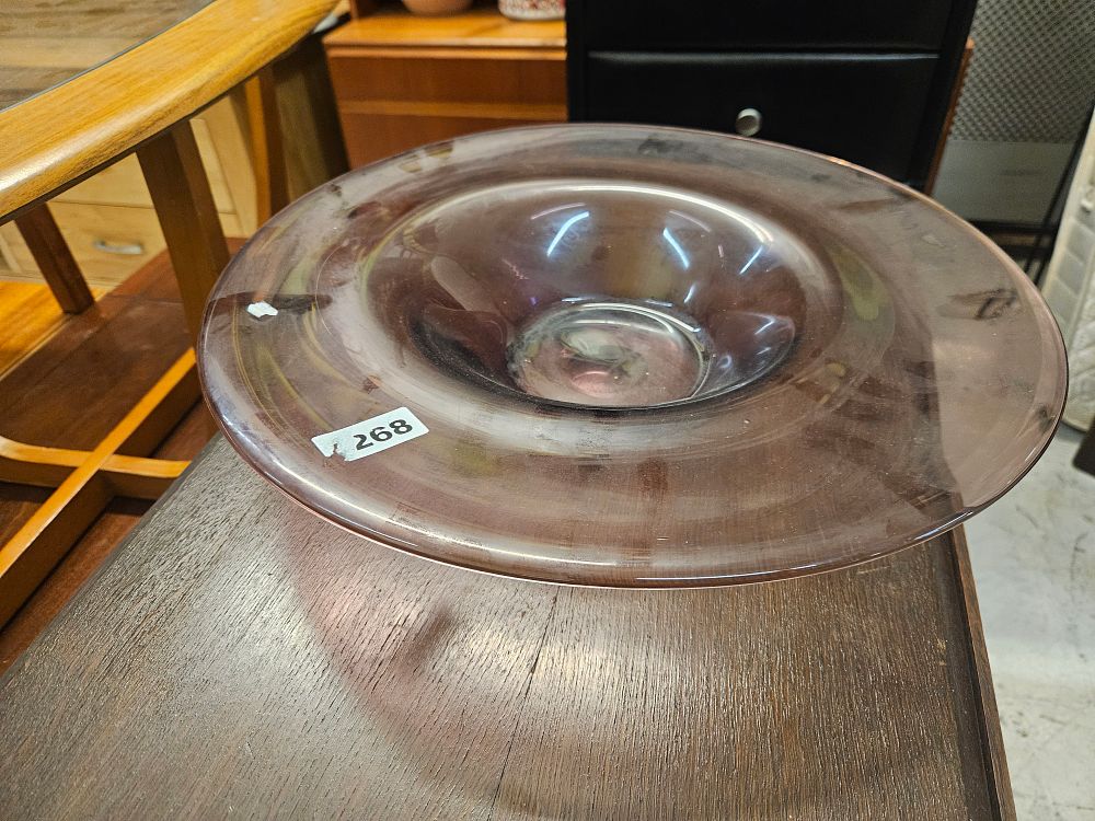 Lot 268 – Mid-Century Modern Amethyst Tinted Glass Console Bowl
