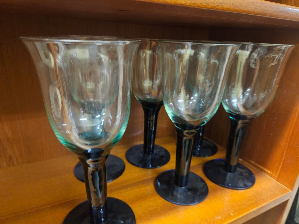 Lot 283 – A Set of Hand-Blown Coloured Glass Goblets in the Style of Kalalou