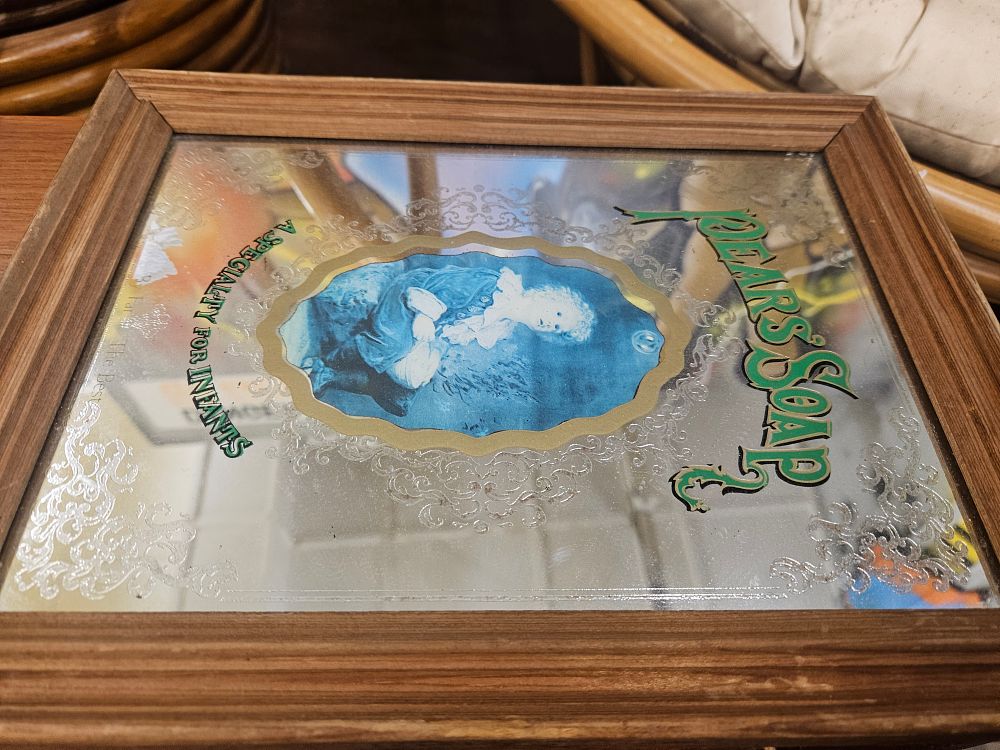Lot 298 – Vintage Pears Soap Advertising Mirror in Wooden Frame