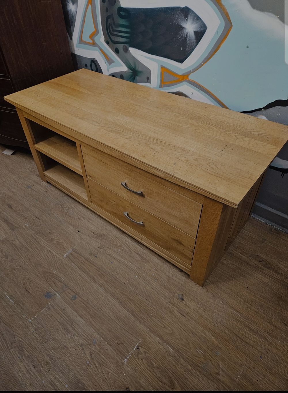 Lot 301 – A contemporary light oak two-drawer TV media unit