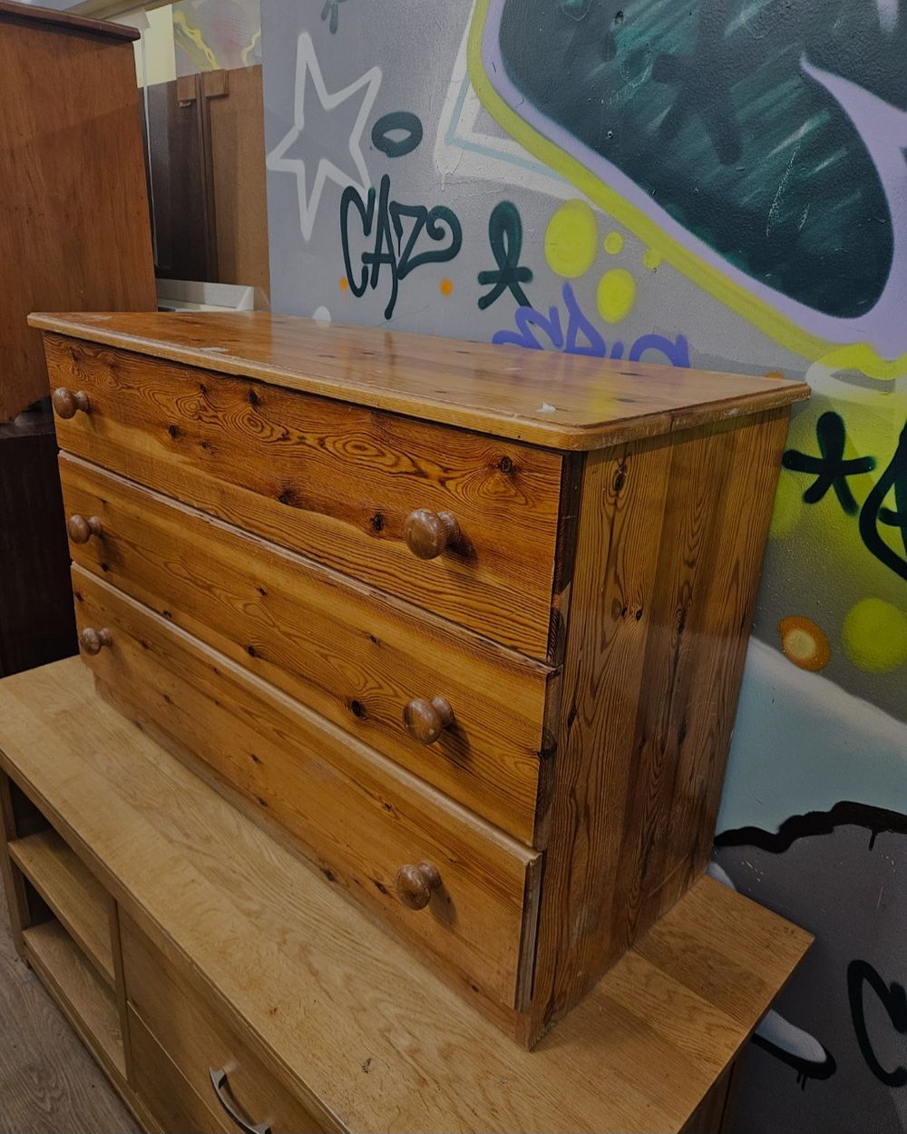 Lot 302 – Late Victorian Style English Pine Three Drawer Chest