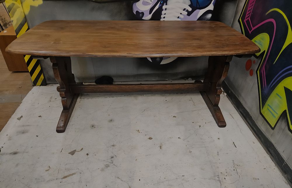 Lot 306 – A Mid-20th Century Ercol Style Golden Elm Refectory Dining Table