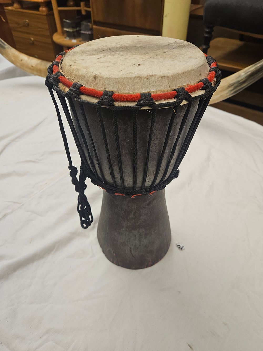 Lot 143 – Small African Style Carved Wooden Djembe Drum