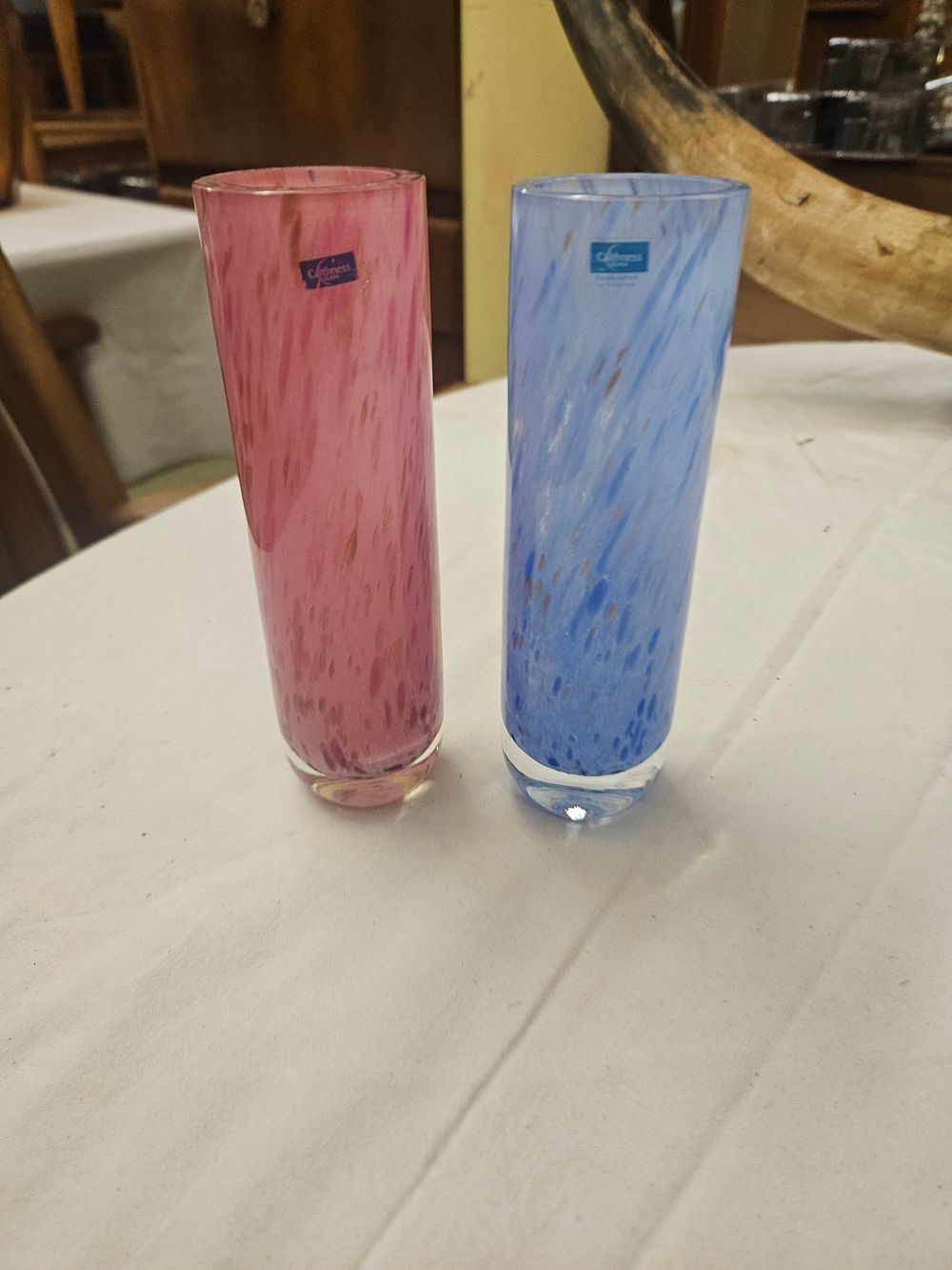 Lot 163 – A Pair of Caithness Art Glass Cylindrical Vases with Copper Aventurine Inclusions