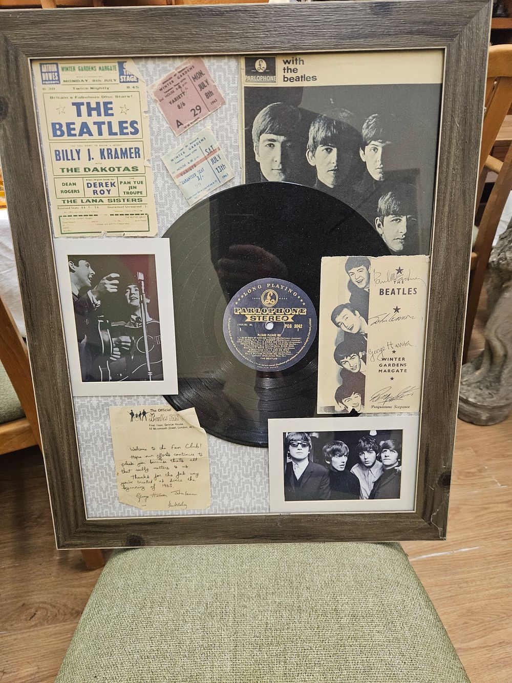 Lot 195 – A Framed Collection of The Beatles Memorabilia Relating to the 1963 Winter Gardens Margate Residency reproduction