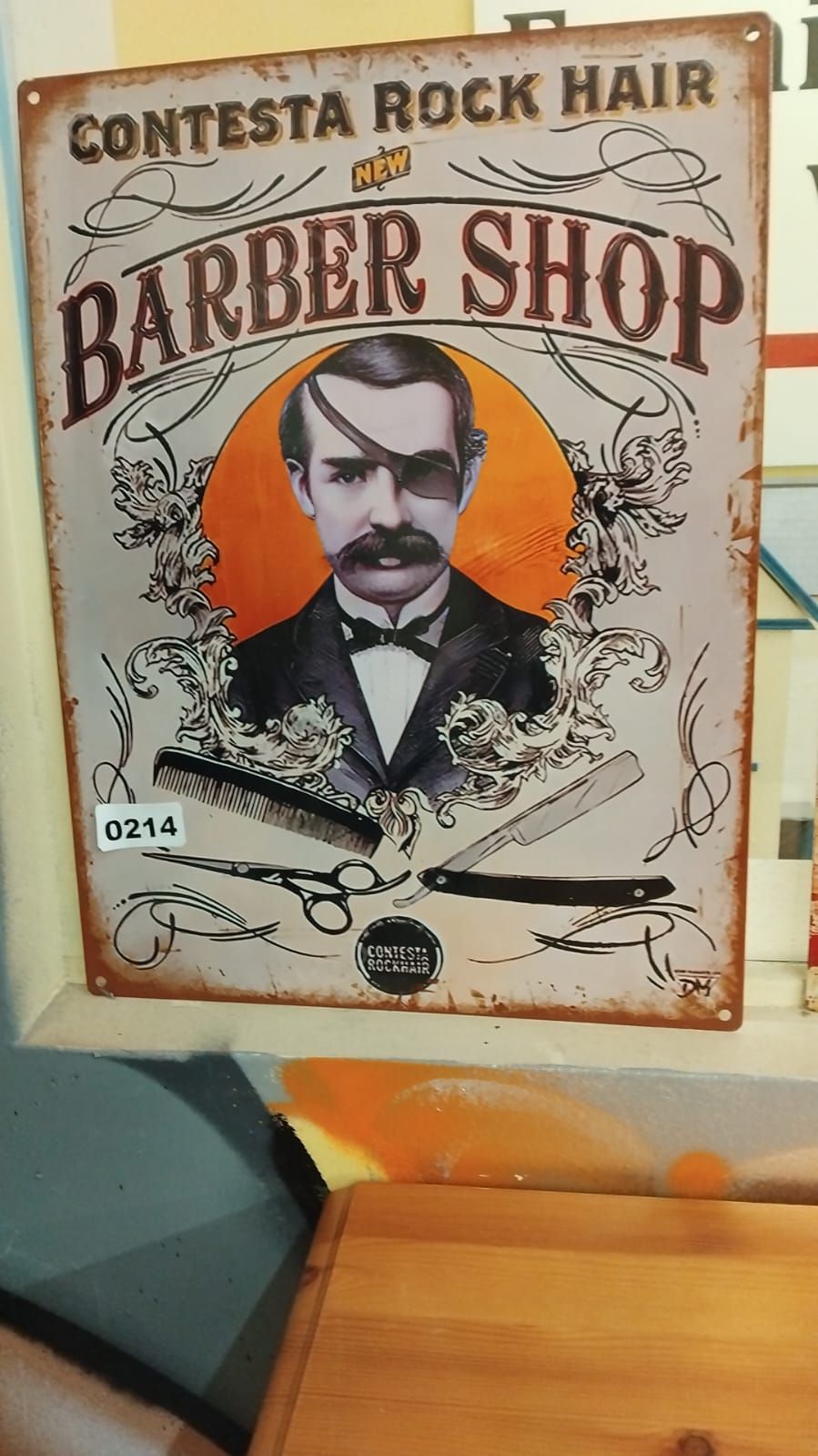 Lot 214 – Contesta Rock Hair Decorative Metal Barber Shop Advertising Sign