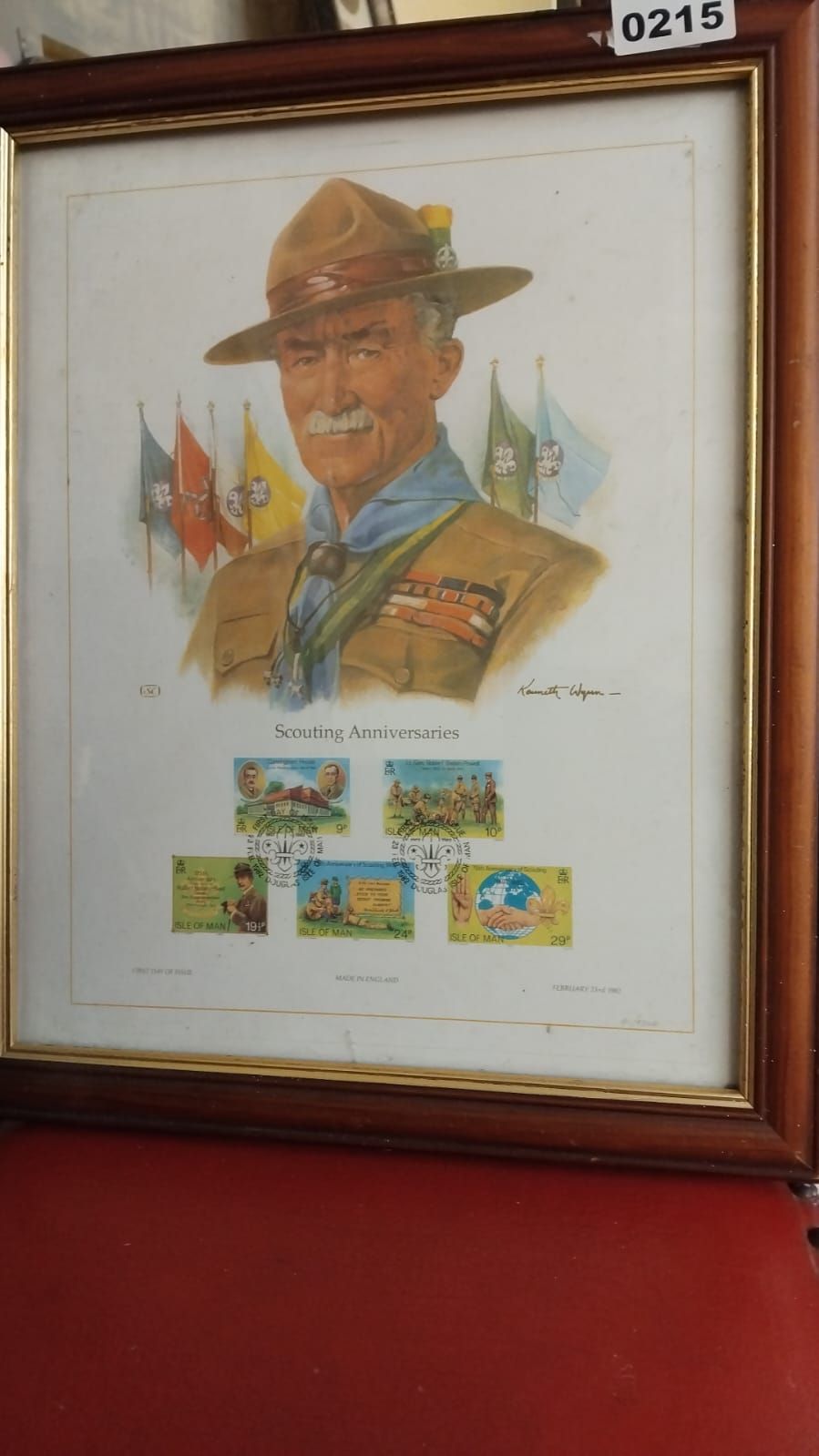 Lot 215 – IOM 1982 Scouting Anniversaries FDC Framed Commemorative, SG #209-213