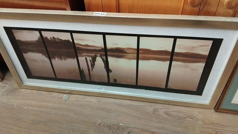 Lot 234 – A Framed Panoramic Sepia Landscape Photographic Print