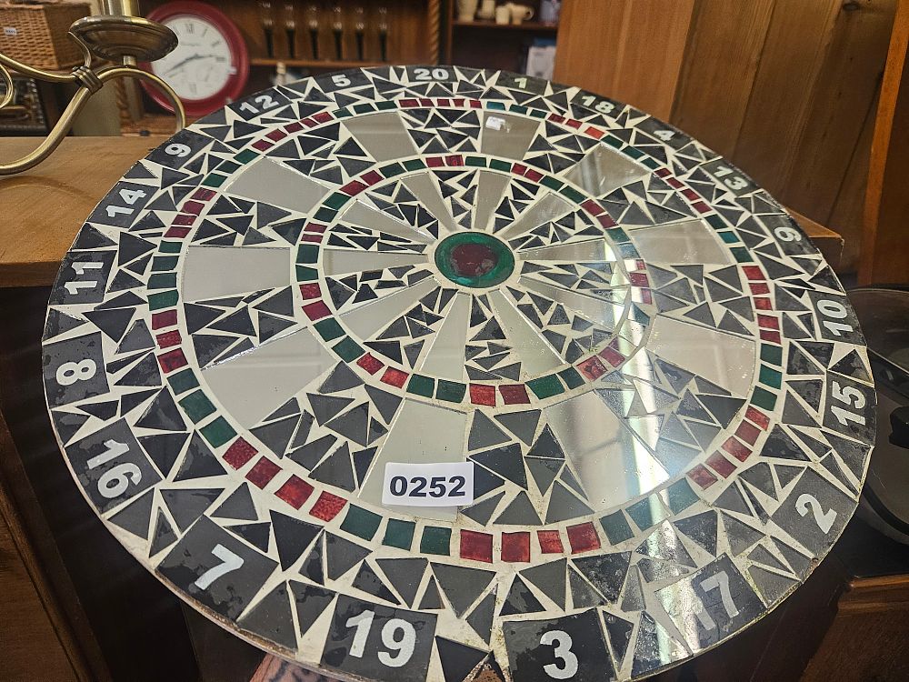 Lot 252 – A Decorative Mosaic Mirrored Glass Dartboard Plaque