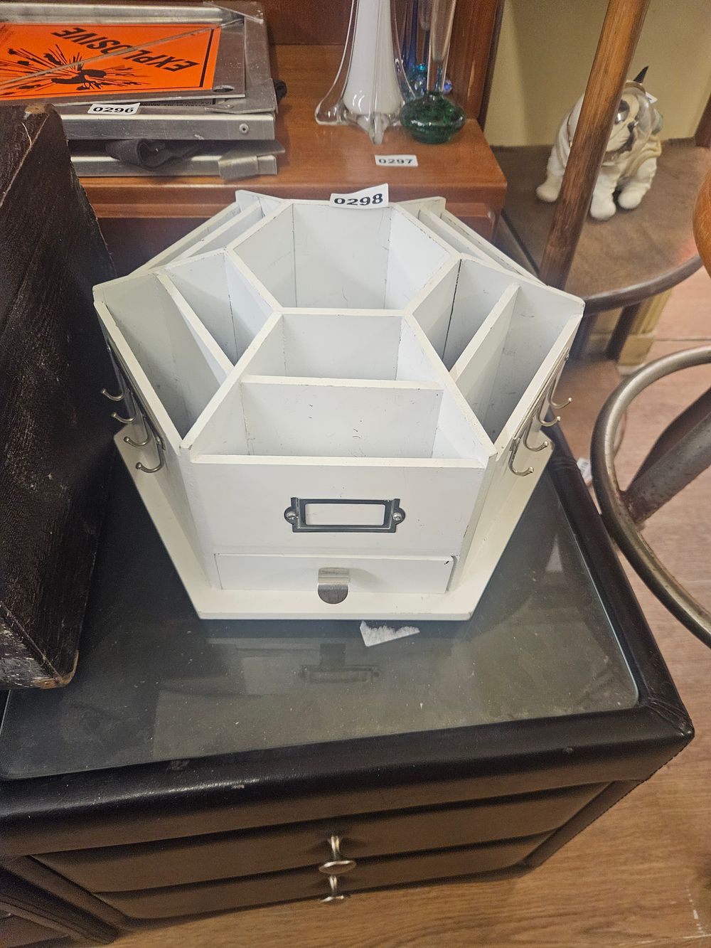 Lot 298 – A Contemporary White-Painted Rotating Desktop Carousel