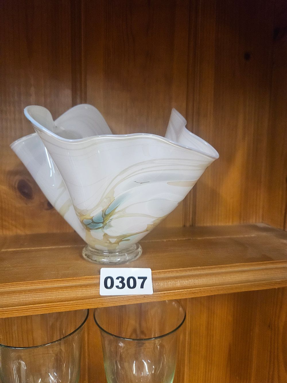 Lot 307 – A Hand-Blown Handkerchief Style Studio Glass Bowl