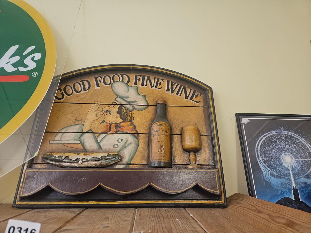 Lot 316 – GOOD FOOD FINE WINE 3D Wooden Relief Kitchen Wall Plaque