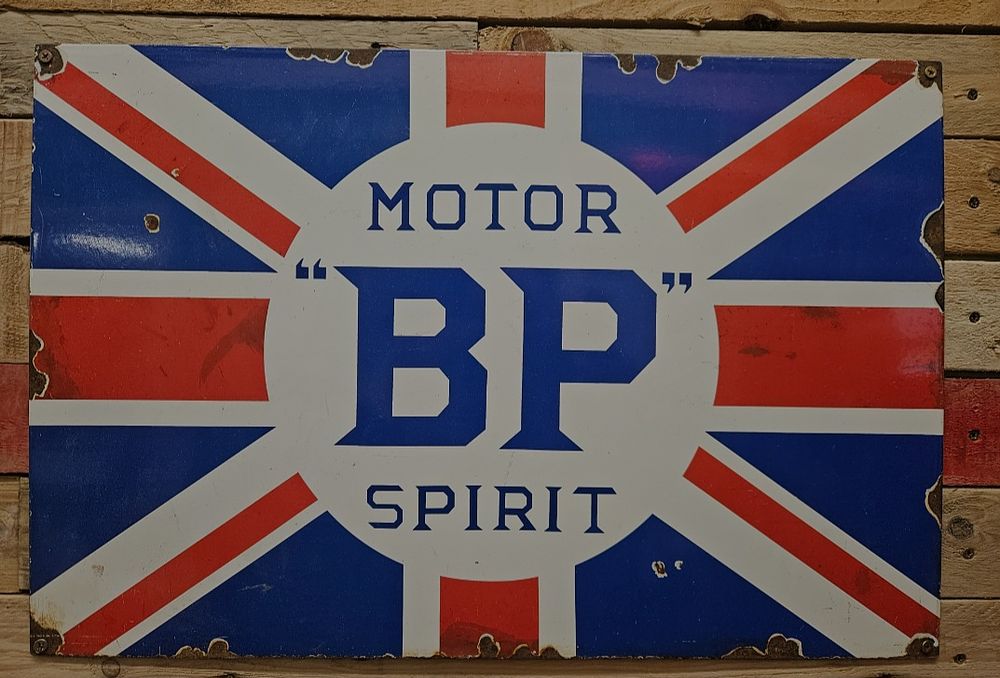 Lot 150e – Vintage BP Motor Spirit Advertising Sign with Union Jack Motif reproduction