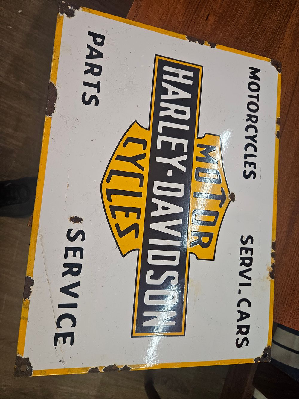 Lot 150l – Harley-Davidson Motorcycles and Servi-Cars Enamel Advertising Sign reproduction