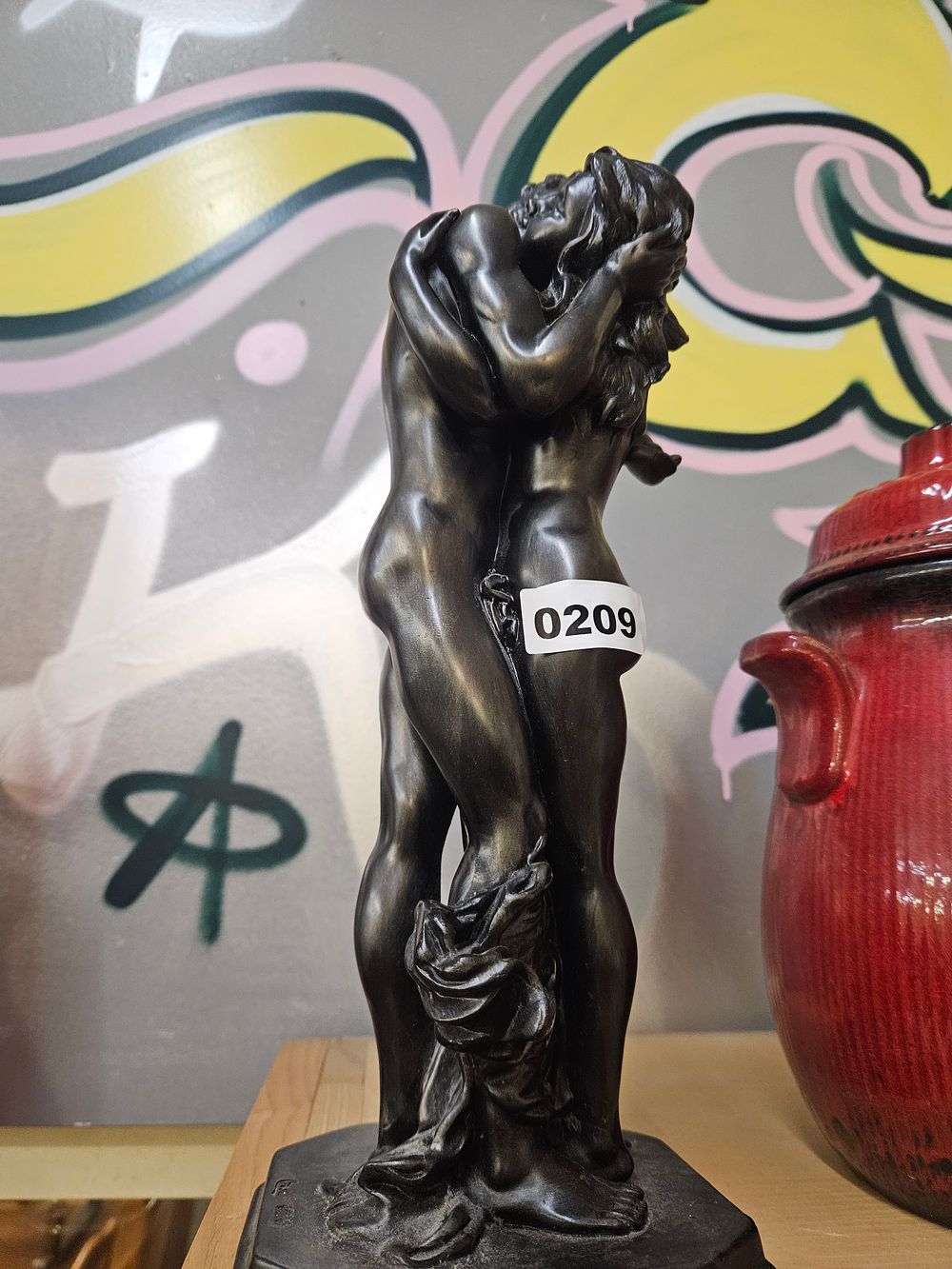 Lot 209 – A Cold-Cast Bronze-Effect Resin Sculpture of Intertwined Lovers Attributed to Crosa