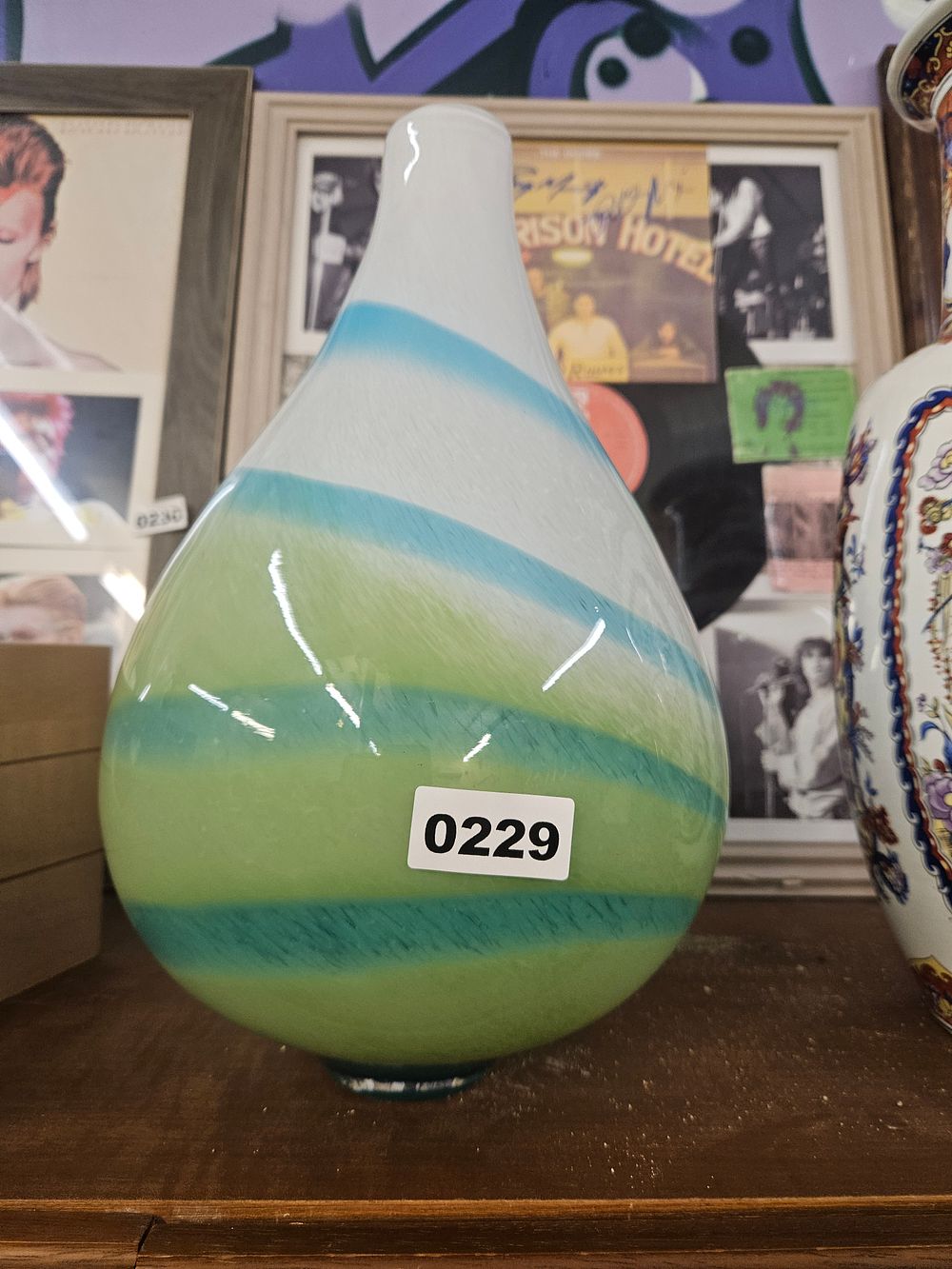 Lot 229 – A large Murano style banded art glass teardrop vase